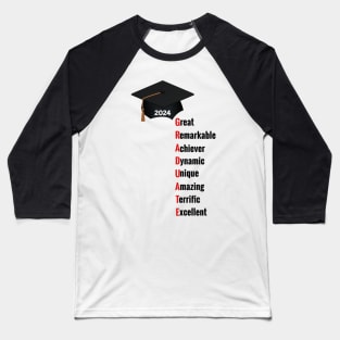 2024 Graduate: Class of 2024 Graduation Gifts Baseball T-Shirt